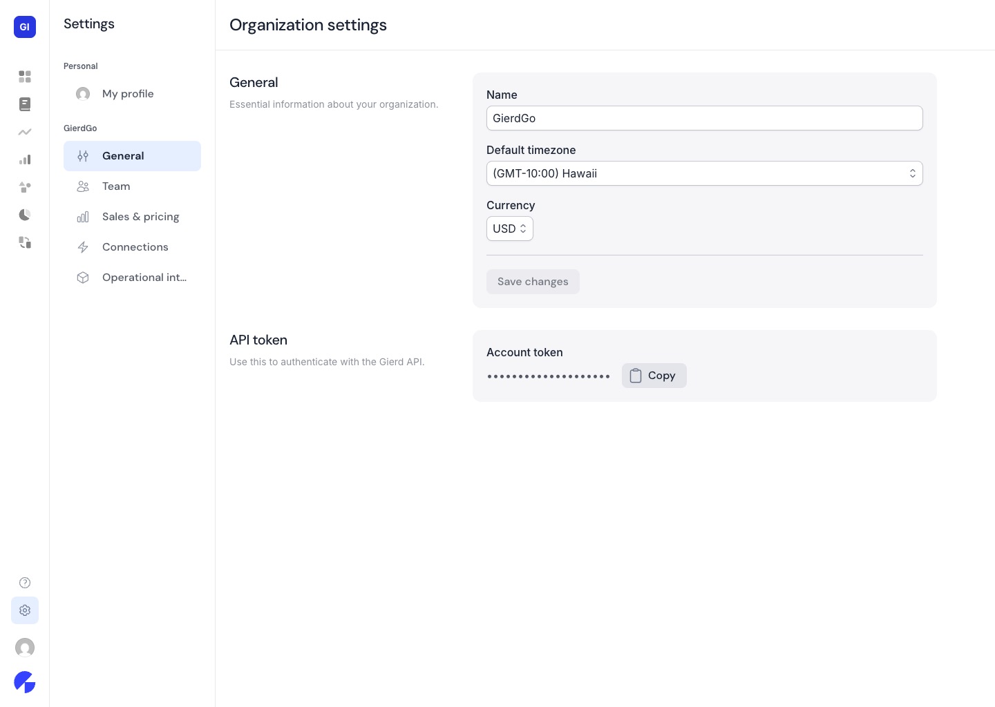 Organization settings